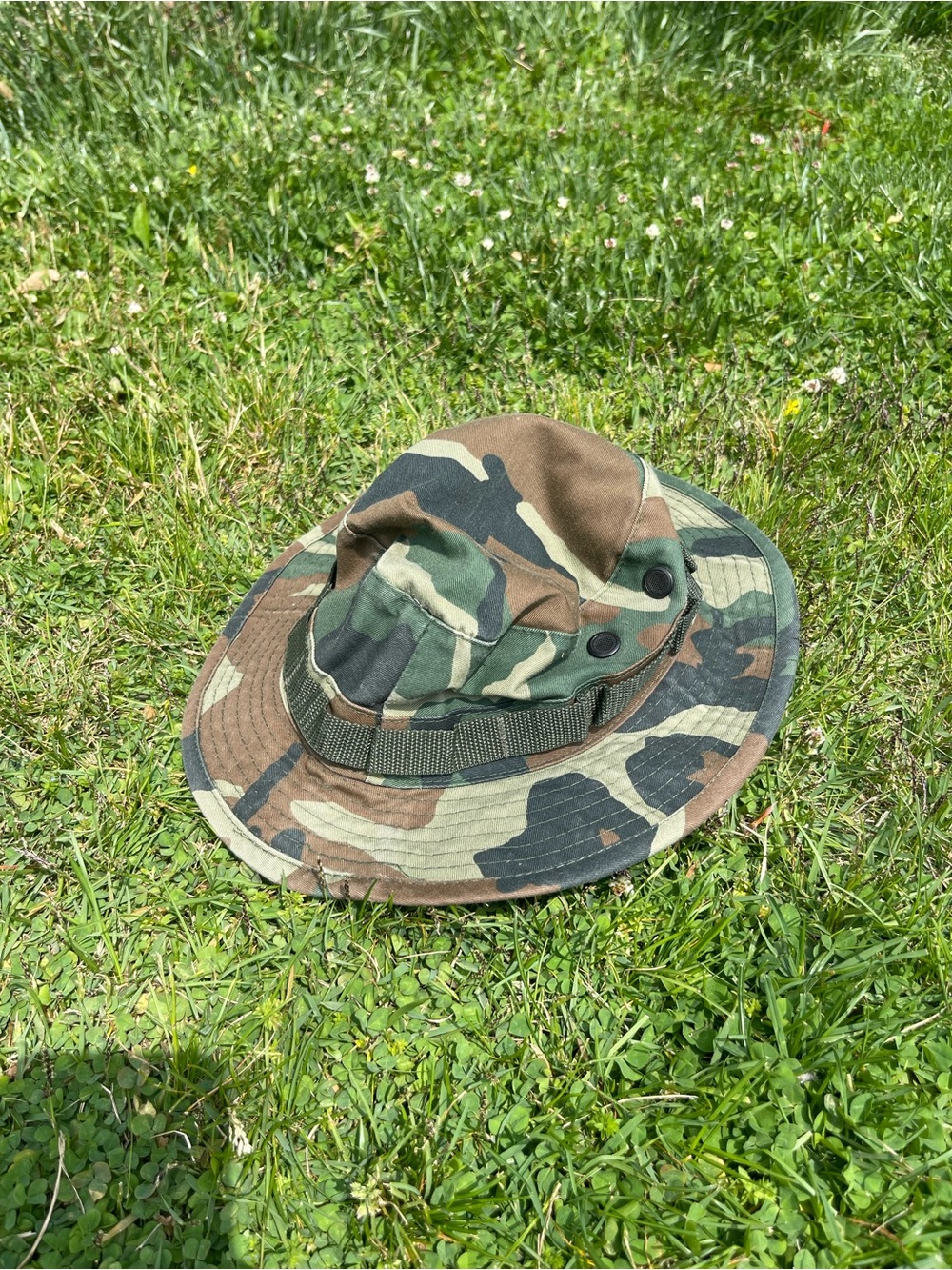 Propper Woodland Camo Boonie Hat - Green/Brown/Black Bucket